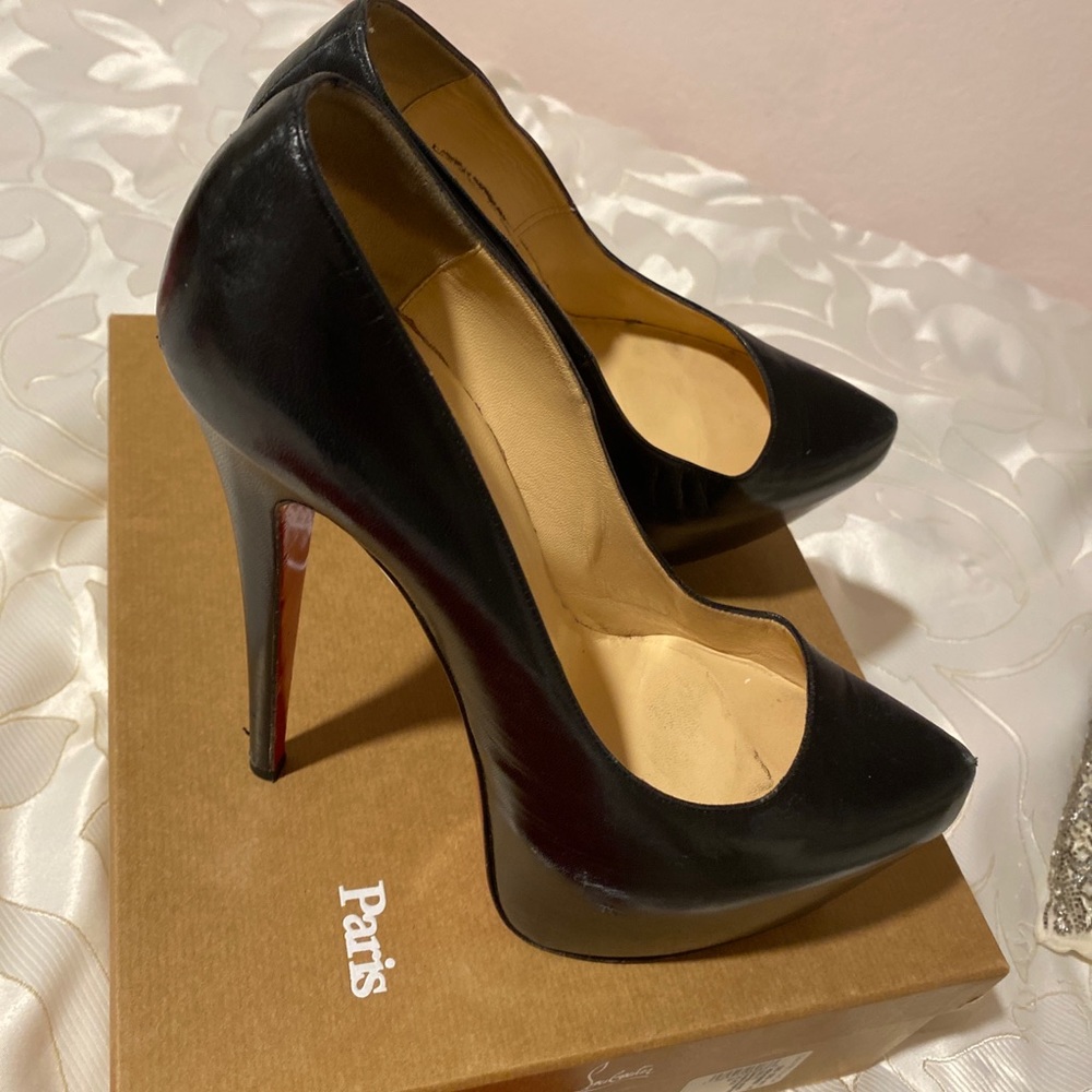 CHRISTIAN LOUBOUTIN Black Daffodile 160 KID Sz 39 - Picture 5 of 10